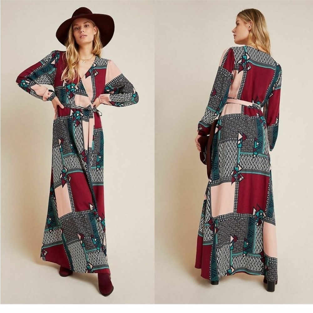 Anthropologie Porridge Virginia Wrap Maxi Dress XXS Petite